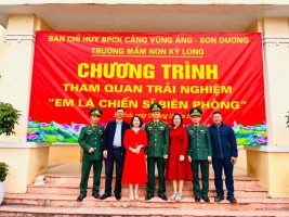 TRƯỜNG MẦM NON KỲ LONG PHỐI HỢP VỚI HCMHS TỔ CHỨC CHO KHỐI 5 TUỐI ĐI THĂM QUAN TRẢI NGHIỆM "EM LÀ CHIẾN SỸ BIÊN PHÒNG"TẠI BAN CHỈ HUY BIÊN PHÒNG CỬA KHẨU CẢNG VŨNG ÁNG - SƠN DƯƠNG