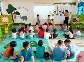 SÔI NỔI VỚI GIỜ HỌC TIẾNG ANH CỦA CÁC BẠN NHỎ TRƯỜNG MÀM NON KỲ LONG