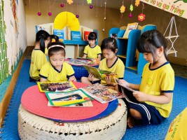 HƯỞNG ỨNG "NGÀY HỘI ĐỌC SÁCH " CỦA CÁC BÉ TRƯỜNG MẦM NON KỲ LONG