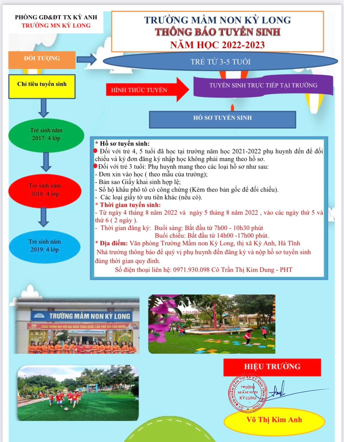 TRƯỜNG MÀM NON KỲ LONG THÔNG BÁO TUYỂN SINH NĂM HỌC 2022-2023